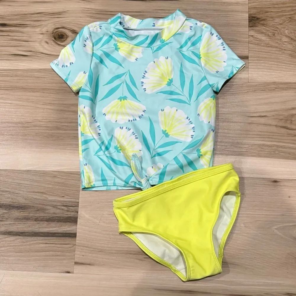 NEW Carters Two Piece Blue Yellow Tankini Toddler Girls 3T